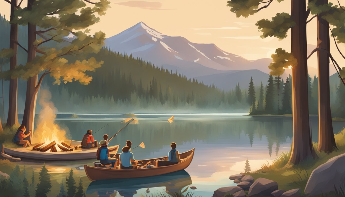 Cabin rentals for family reunion are perfect for sitting around a crackling campfire, roasting marshmallows and sharing stories. Canoes and fishing gear lay by the tranquil lake, while hikers explore nearby trails